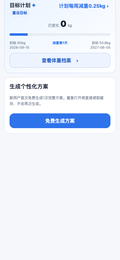 体重管理方案首次免费生成页面