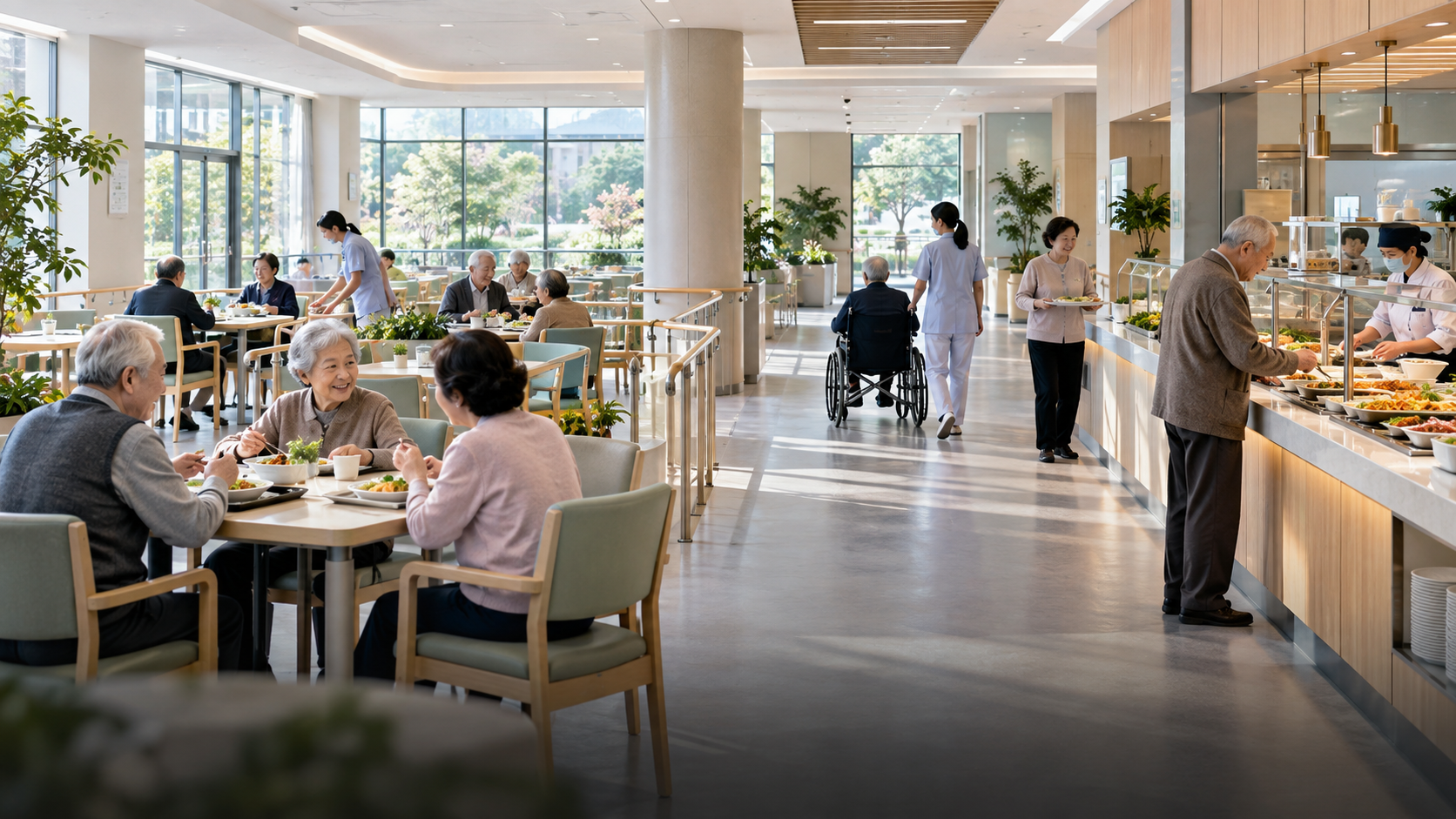 医院与康养食堂场景示意